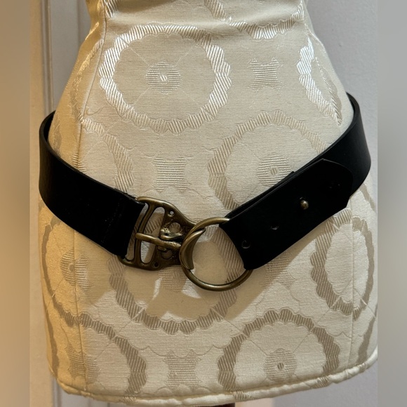 Isaiah Kincaid Accessories - Isaiah Kincaid Vintage Brass Toggle Leather Black Adjustable Belt 32-34 USA